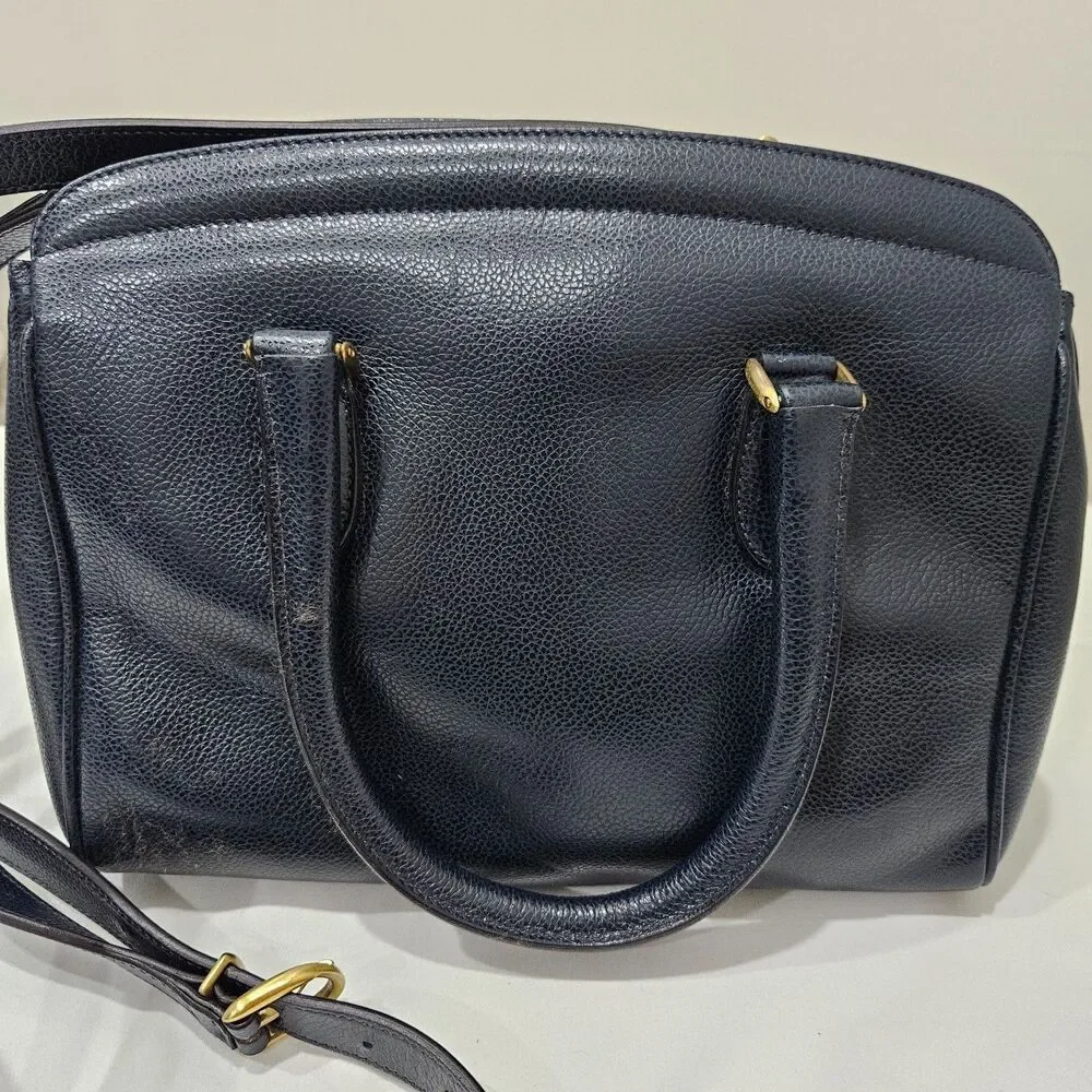 Vintage Coach Madison Sutton Leather Satchel Bag 4410 Navy Zip Made in Italy